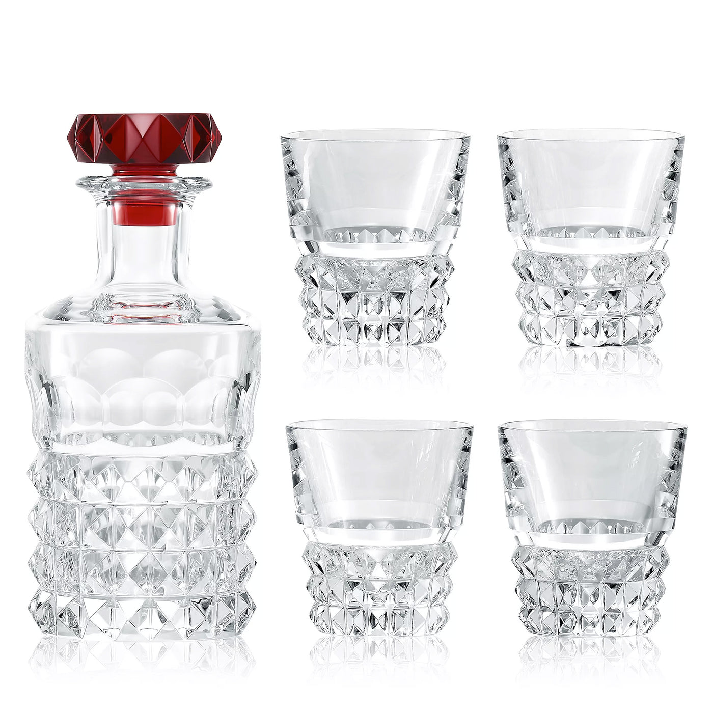 Louxor Red Bar Set with Decanter and 4 Tumblers