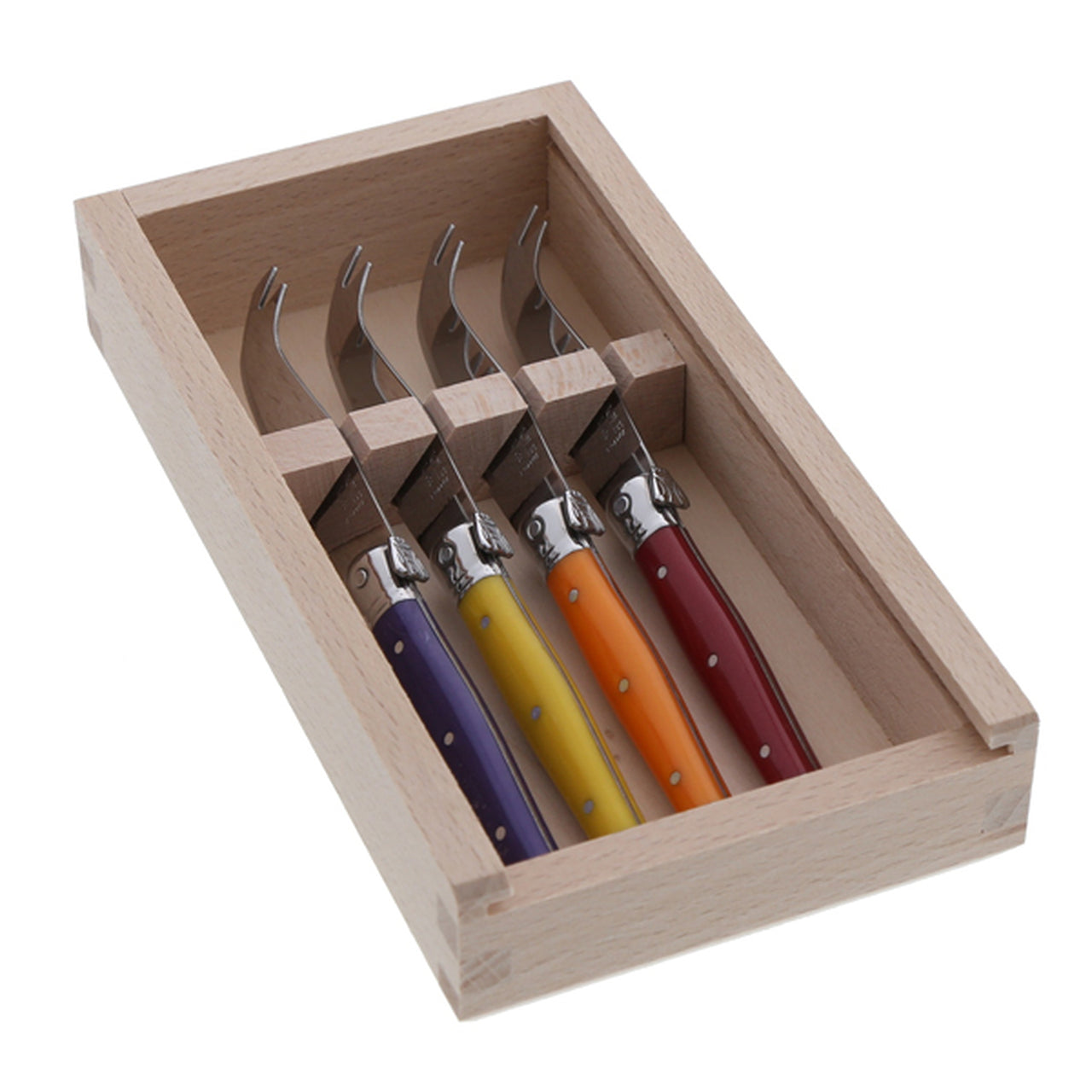 Jean Dubost Laguiole 6-Piece Steak Knives, Multi Colored Handles