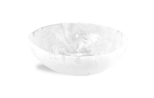 Medium Round Wave Bowl, White Swirl