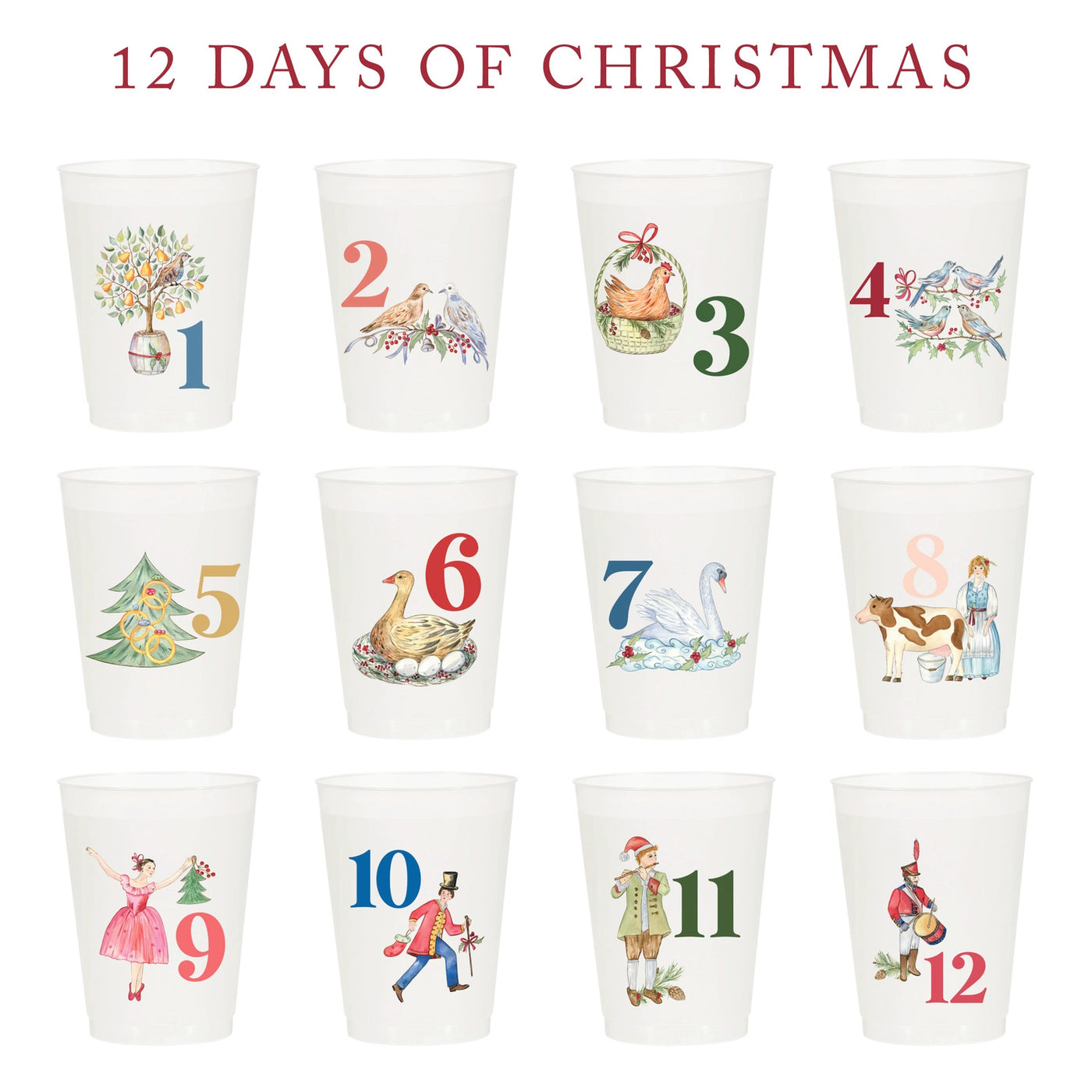 12 Days of Christmas Frosted Cups