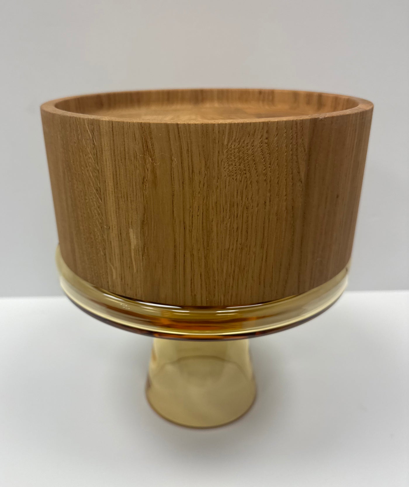 Wooden Bowl with Glass Stand