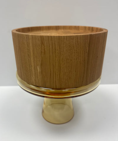 Wooden Bowl with Glass Stand