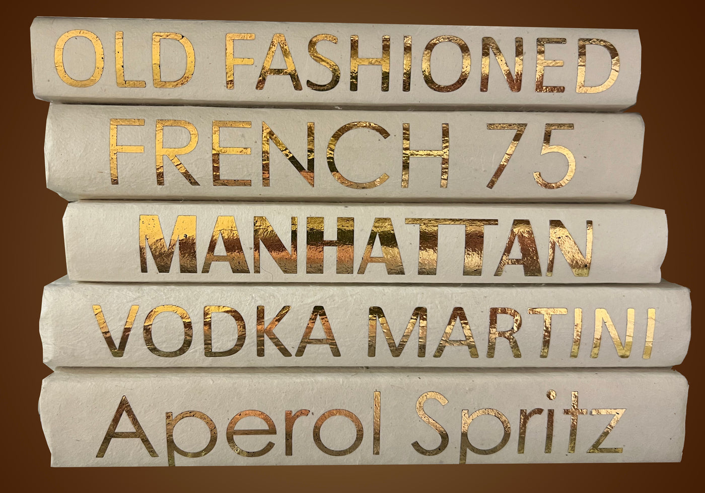 Gold Lettered Drink Books,Set of 5