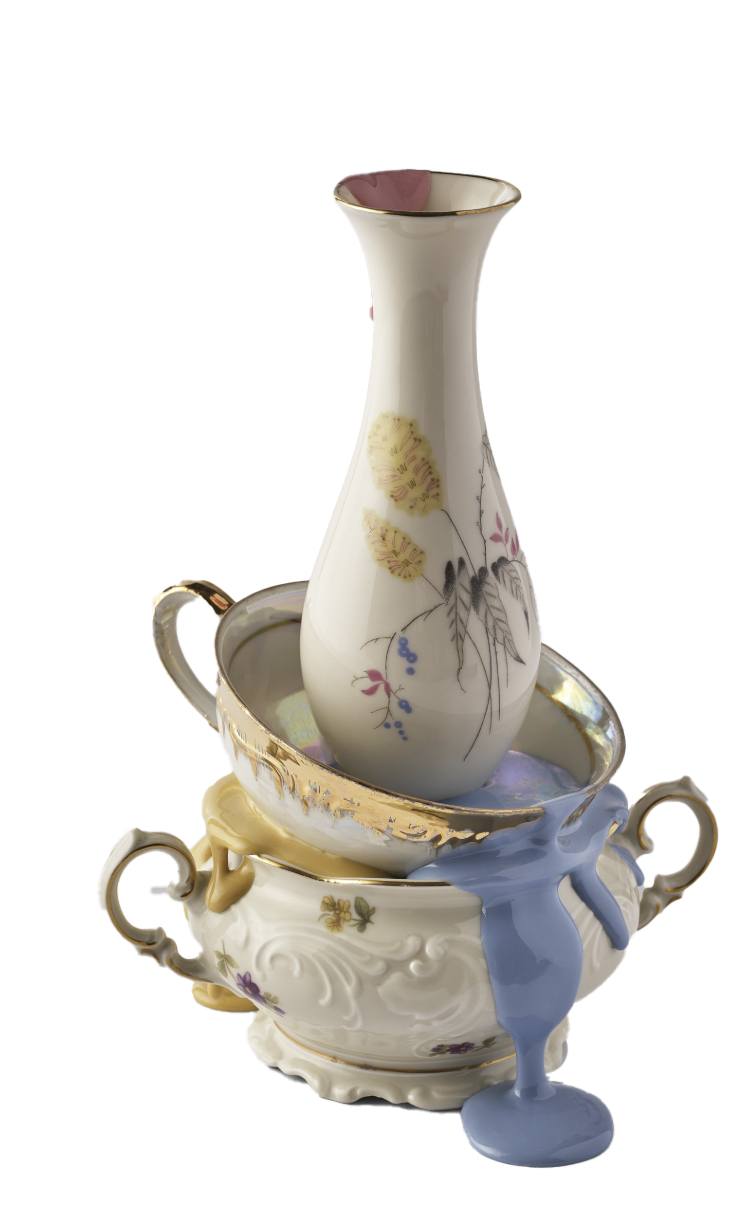 Faded Traces Ceramic and Resin Vase