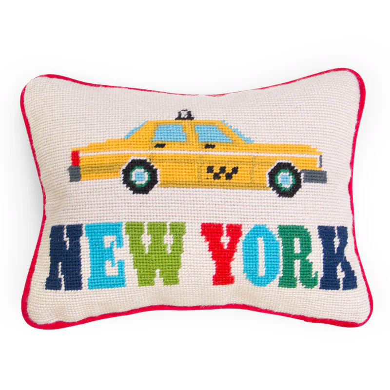 Jet Set Needlepoint New York Pillow