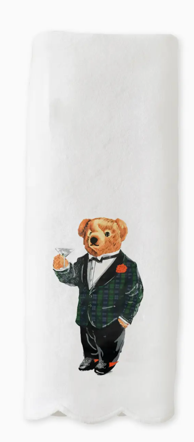 Tuxedo Bear Scalloped Guest Towel