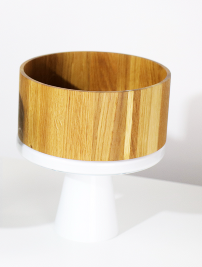 Wooden Bowl with Glass Stand