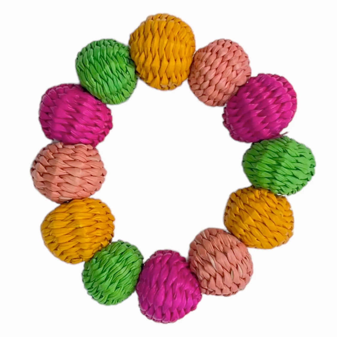 Multicolored Woven Balls Napkin Rings - Set of 4