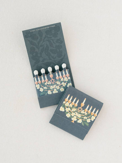 Floral Illustrated Menorah Printed 10 Stem Matchbooks