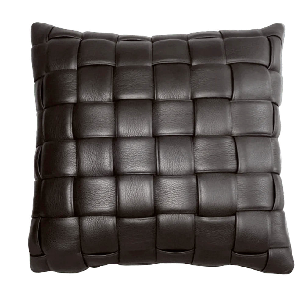 Woven Leather Accent Pillow