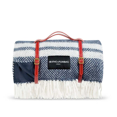 Pure New Wool Picnic Blanket - Marine Blue