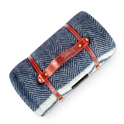 Pure New Wool Picnic Blanket - Marine Blue