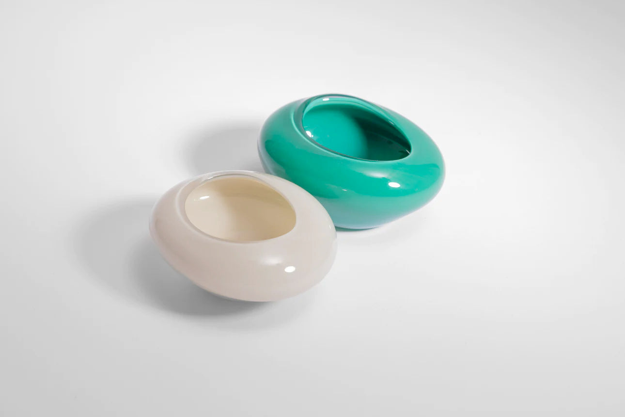 Candy Dish Pair in Spearmint & Champagne