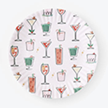 Holiday Cocktail "Paper" Platter  Melamine Tray 16"