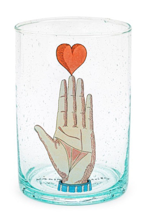 Coeur Sur La Main Illustrated Glass