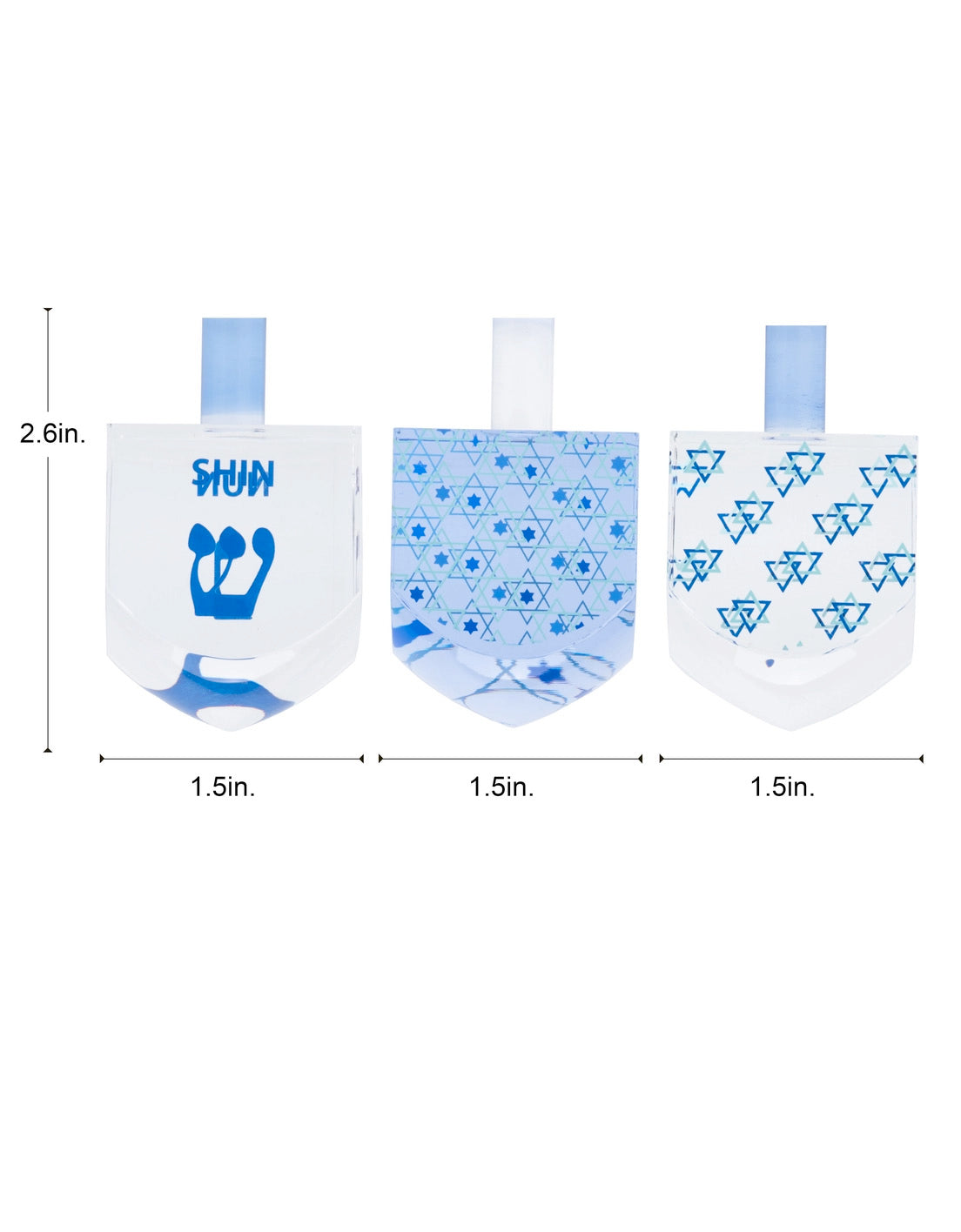 Acrylic Hanukkah Dreidels, Set of 3