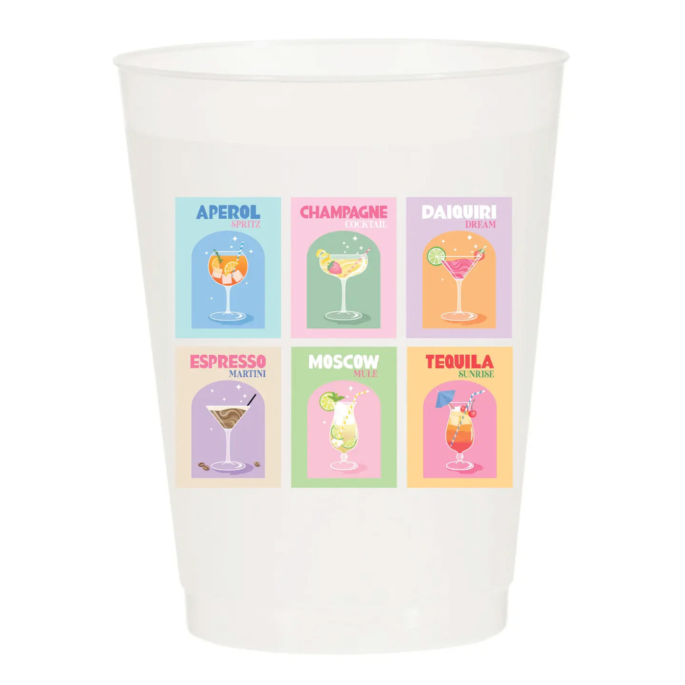 Drinks Collage Reusable Cups, Set of 6