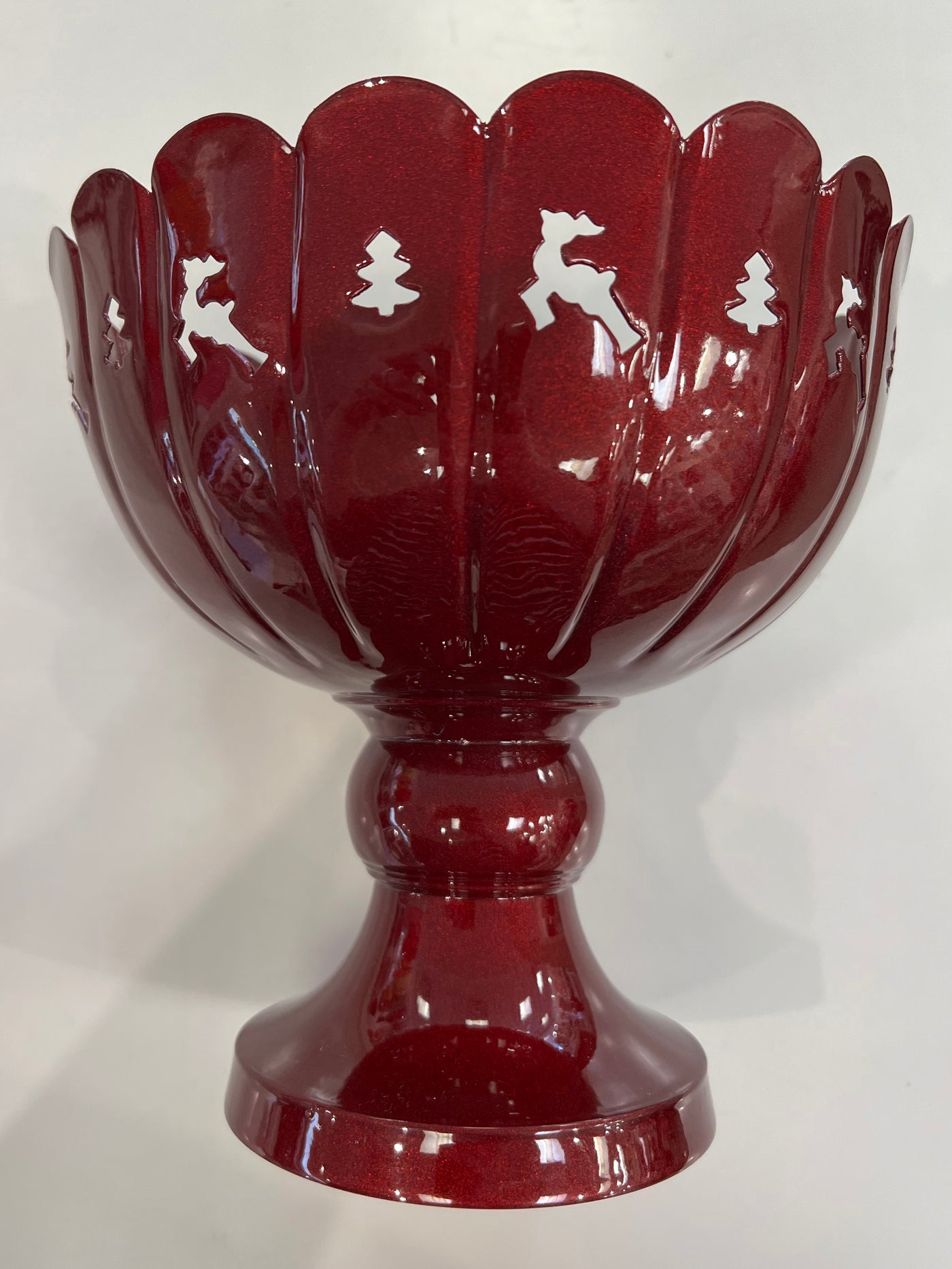 JMD Footed Bowl, Ruby Red