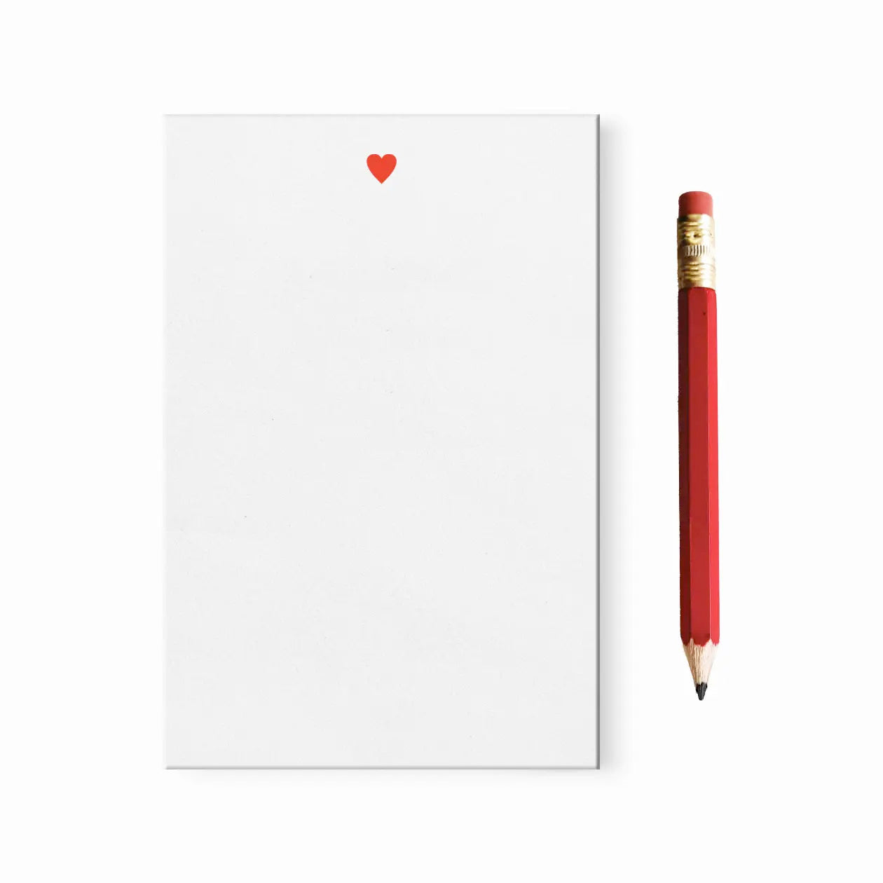 Mini Red Heart Notepad with Red Pencil