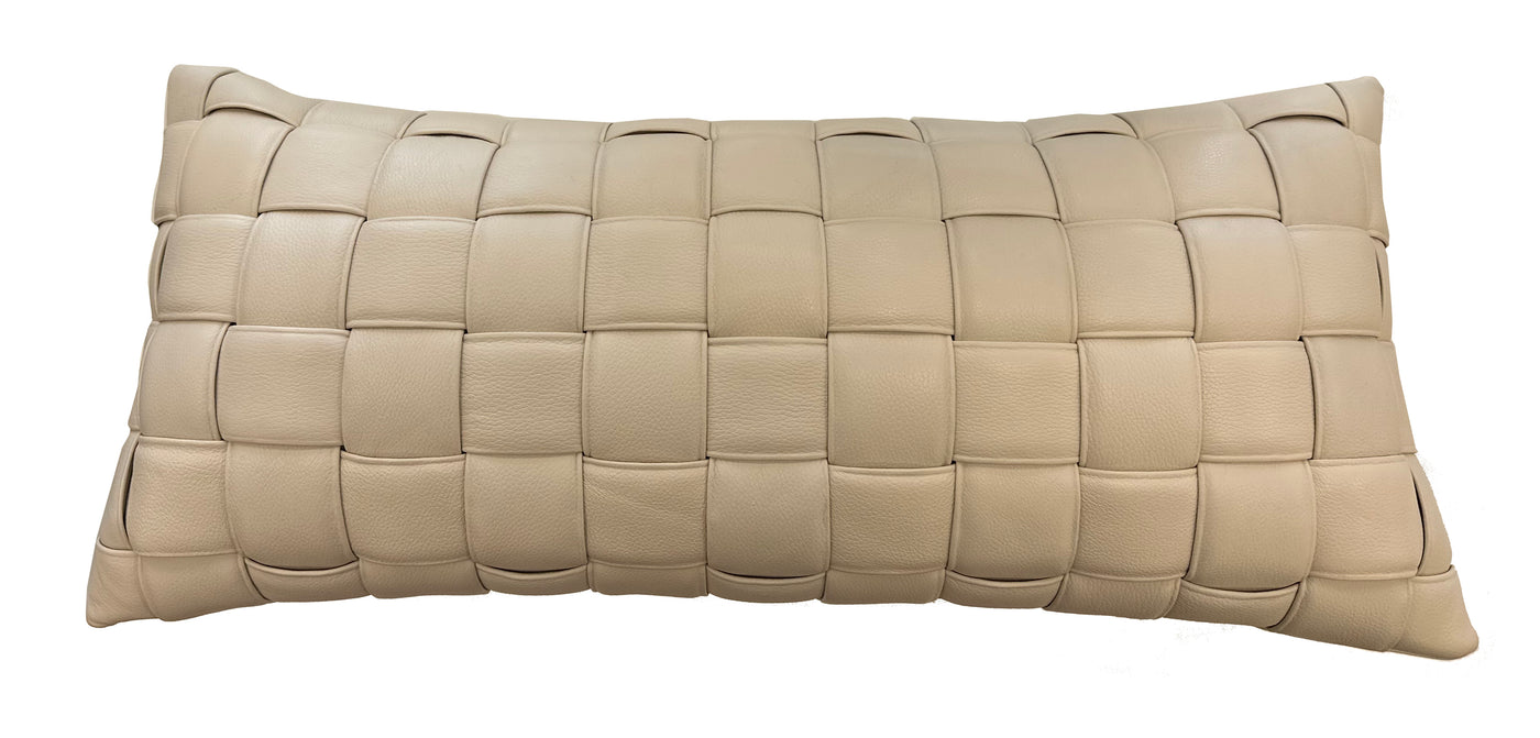 Woven Leather Lumbar Pillow