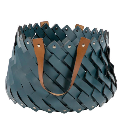 Medium Leather Basket With Handles