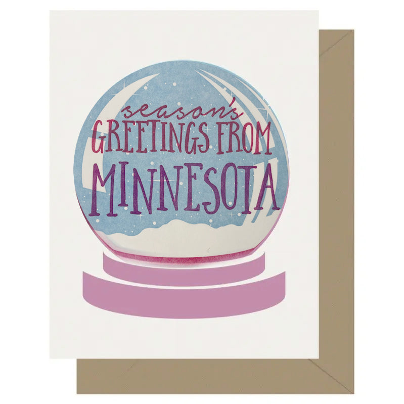 Minnesota Holiday Snow Globe Letterpress Card