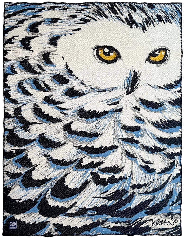 Adam Turman Snowy Owl Wool Throw Blanket