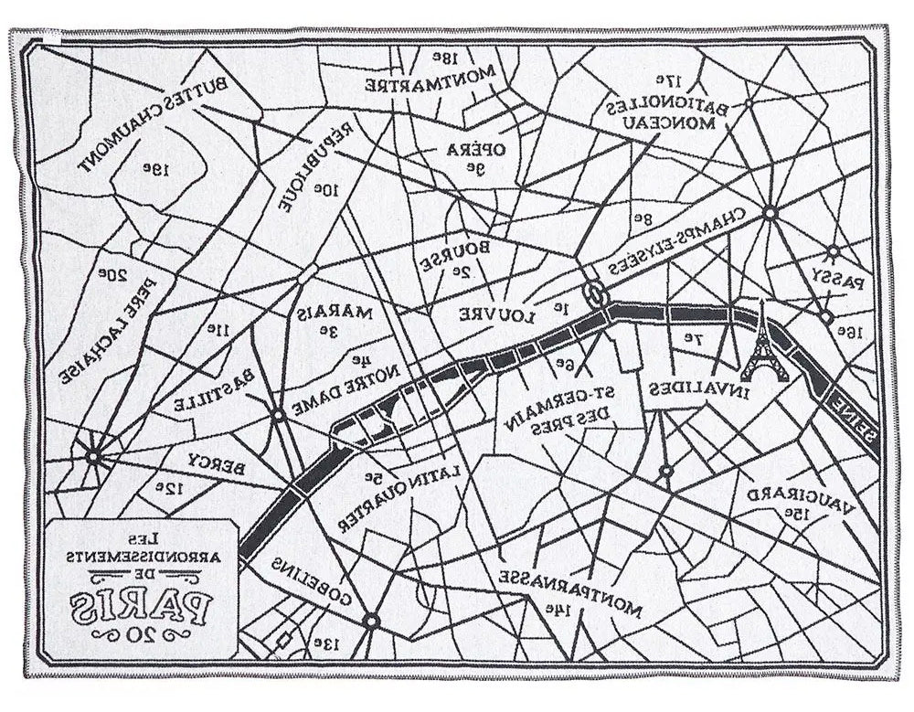 Paris Map Wool Throw