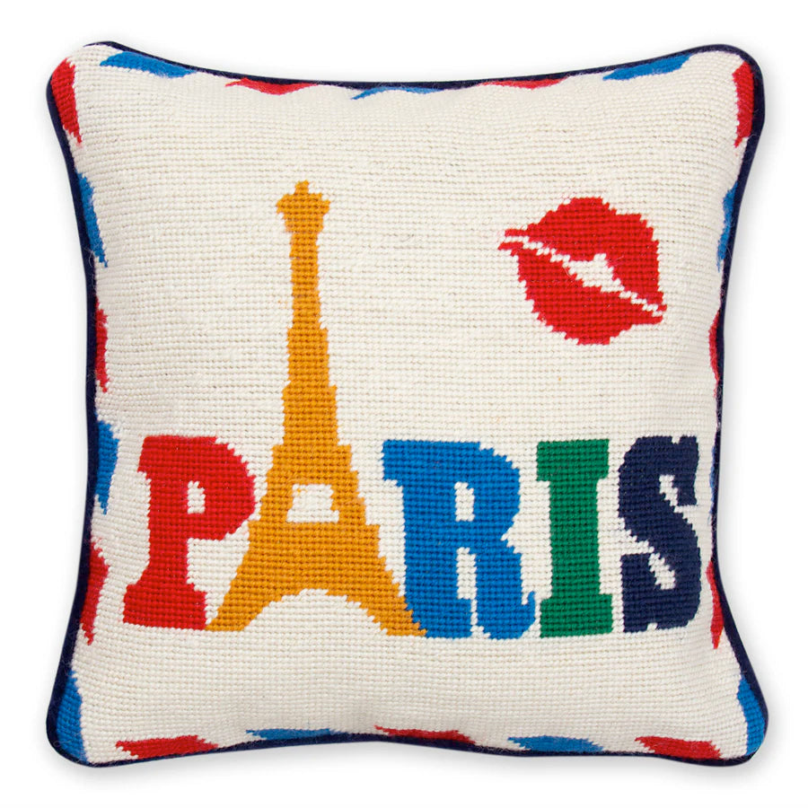 Jet Set Needlepoint Pillow