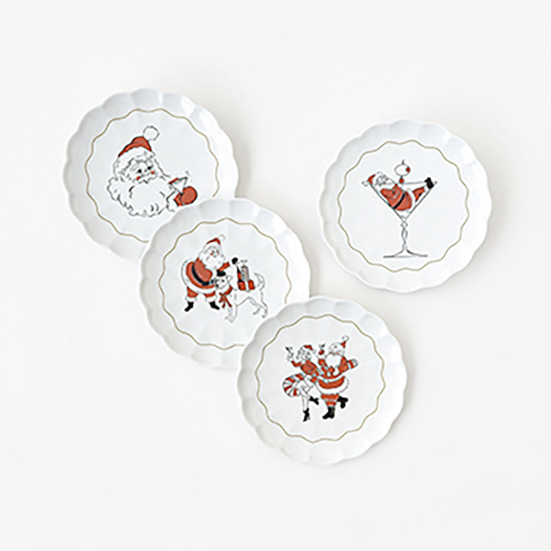 Santa Cheers Scalloped Melamine Plate