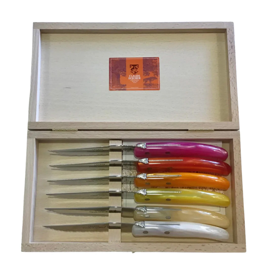 Berlingot Steak Knives, Set of 6 Pink/Orange Handle