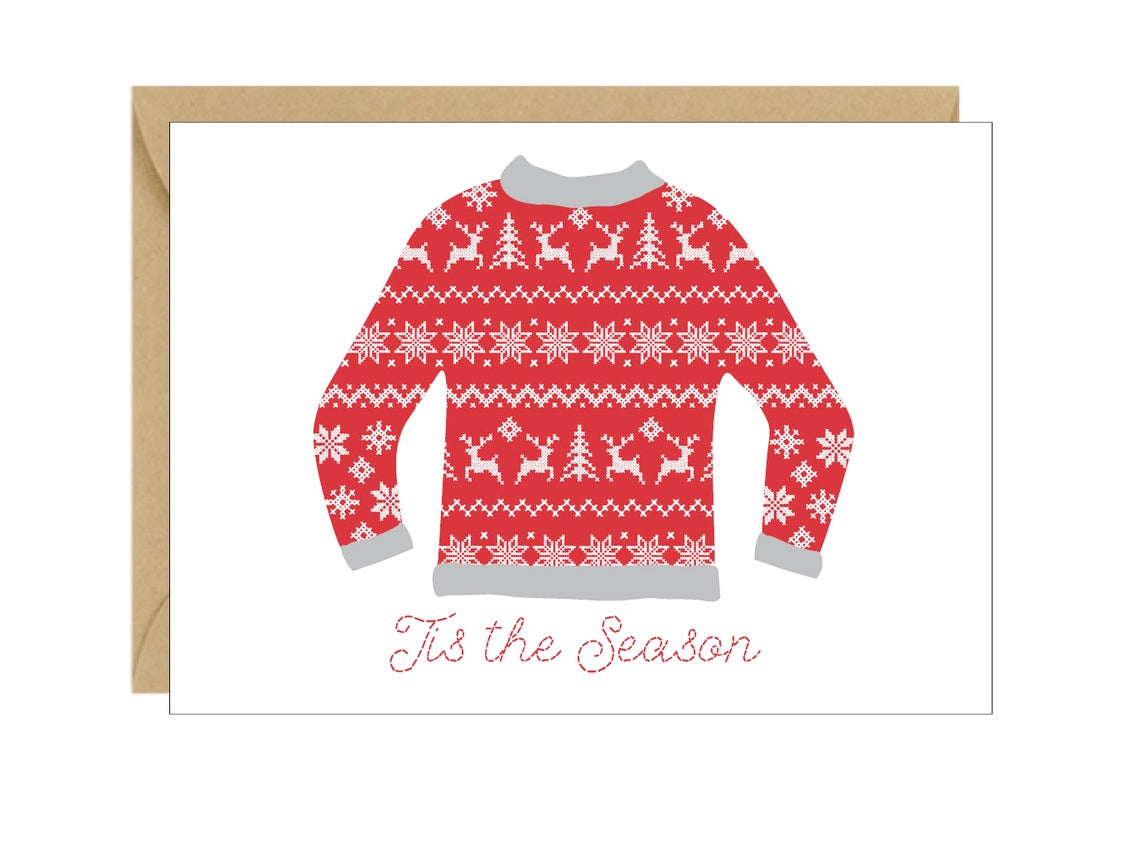 Christmas Sweater Tis the Season Holiday Enclosure Card