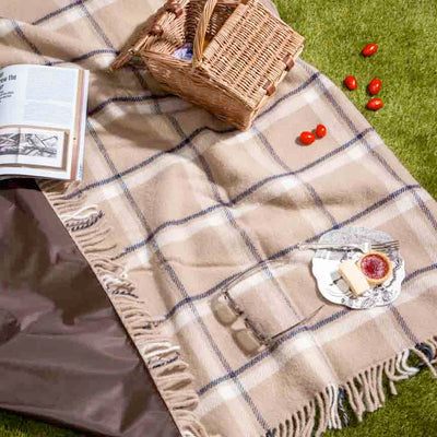 Picnic Blanket - Checkmate - Latte