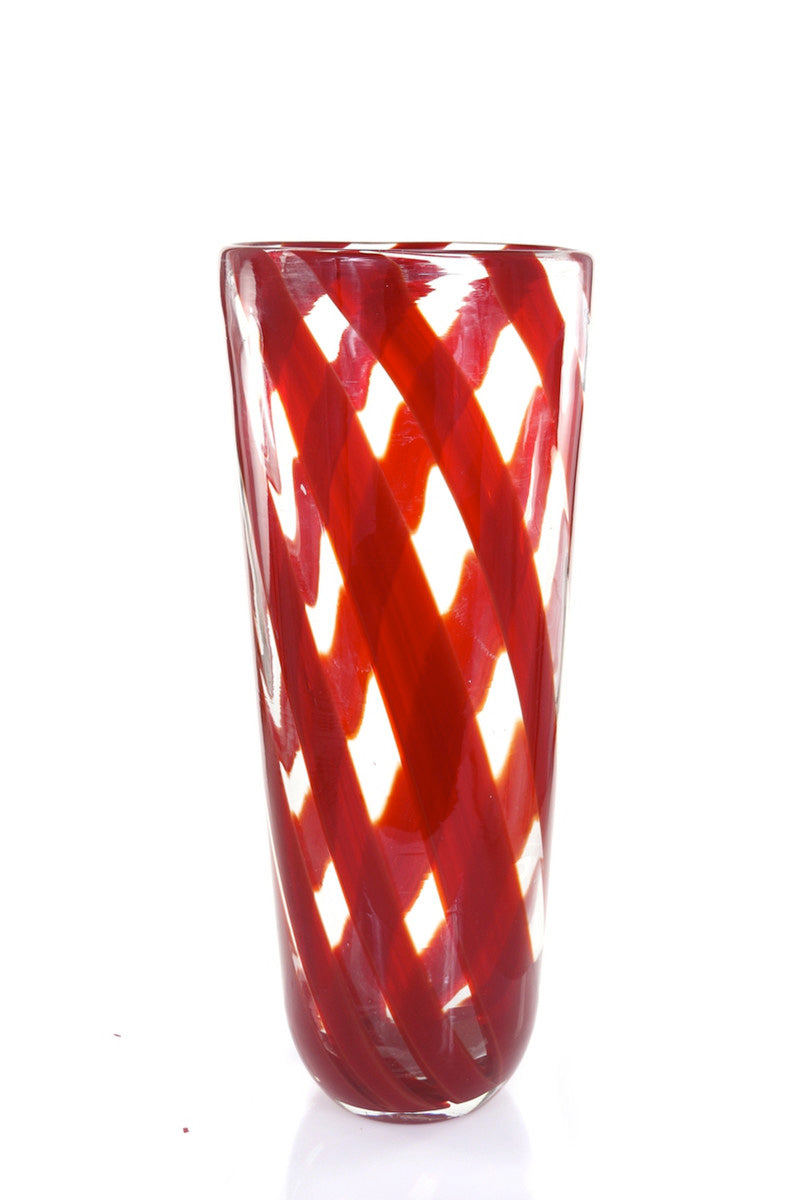 Wide Ribboned Glass Vase