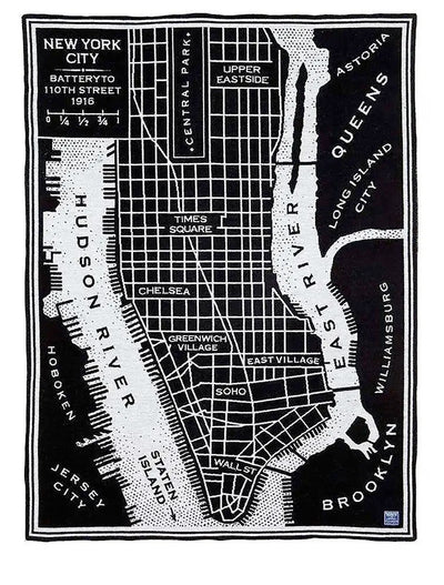 New York City Map Wool Throw