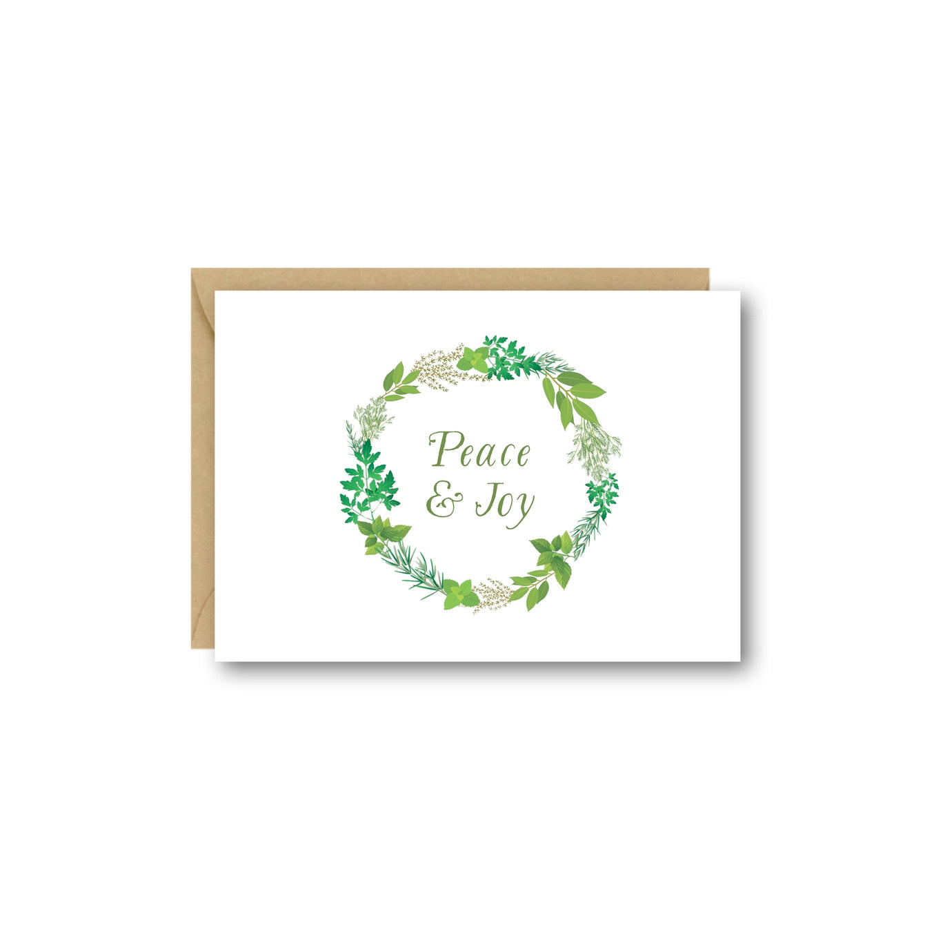 Peace and Joy Herb Wreath Holiday Enclosure Card