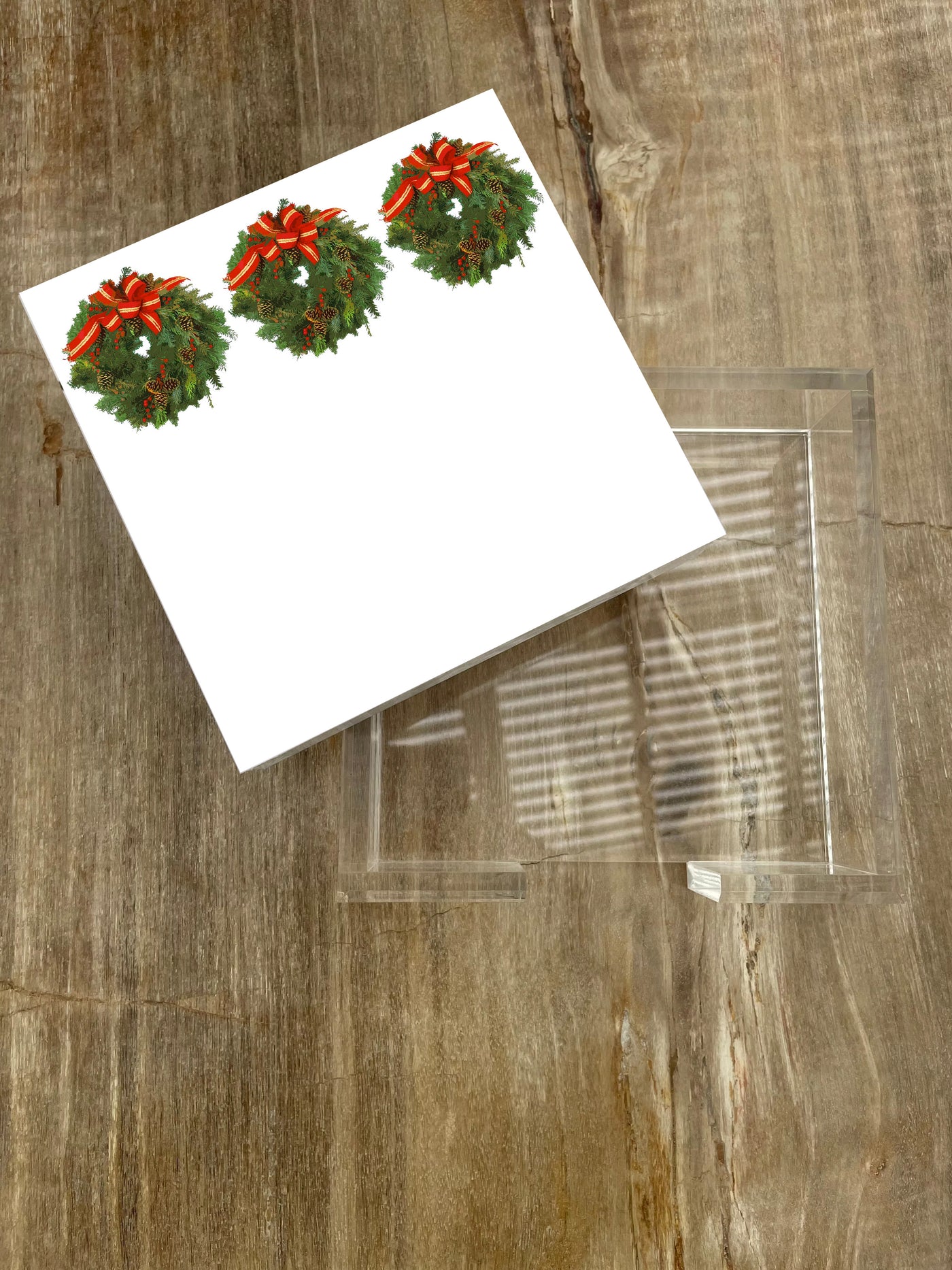 Christmas Wreath Note Cards With Acrylic Holder