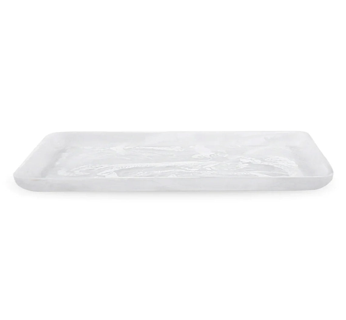 Rectangular Tray, X-Large- White Swirl