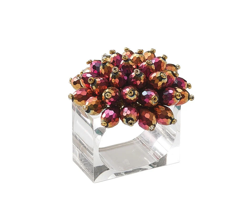 Zinnia Napkin Ring, Plum & Gold