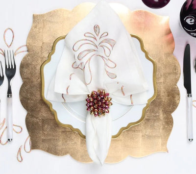 Zinnia Napkin Ring, Plum & Gold