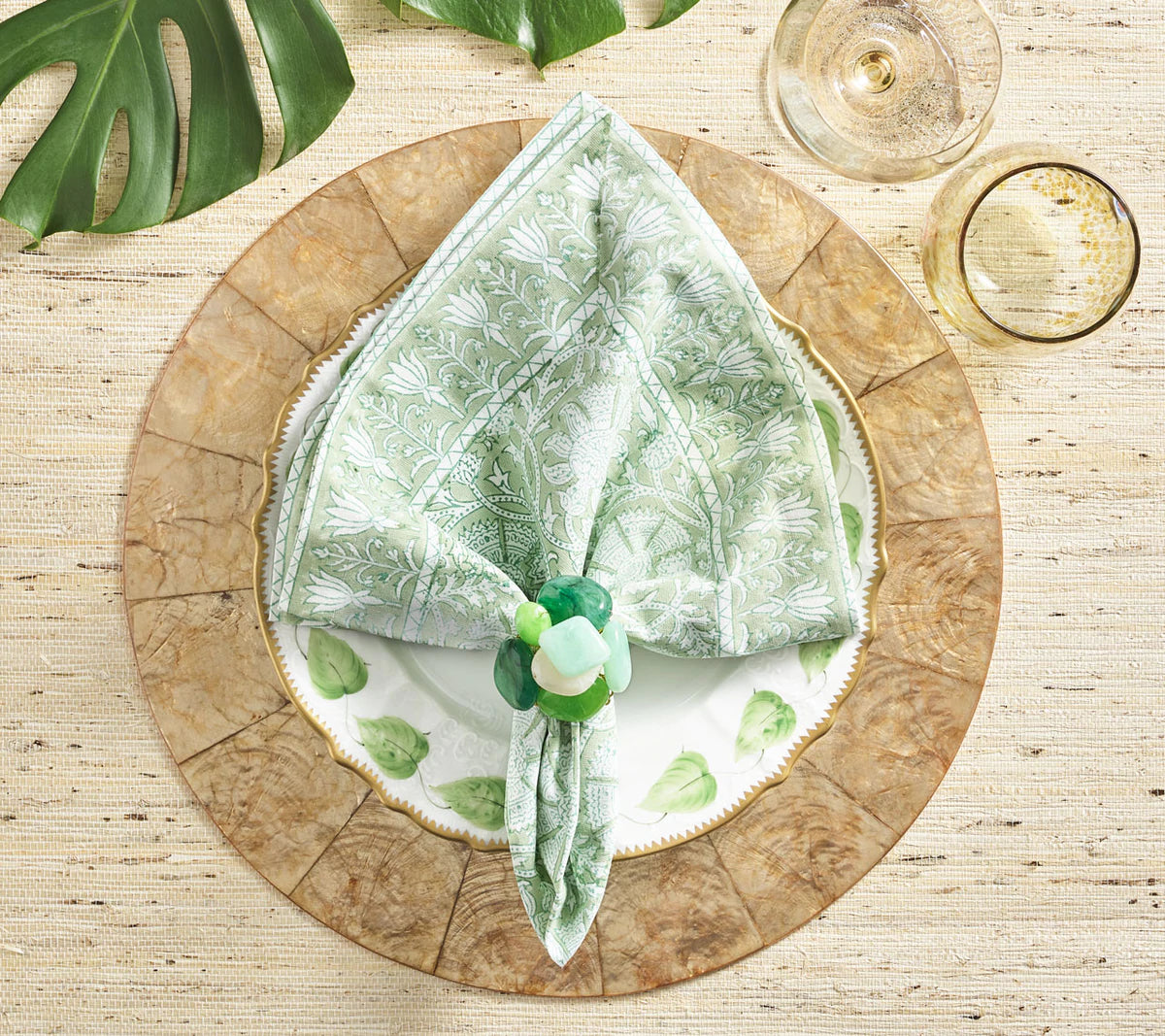 Green Sea Stone Napkin Ring by Kim Seybert | Julia Moss Designs