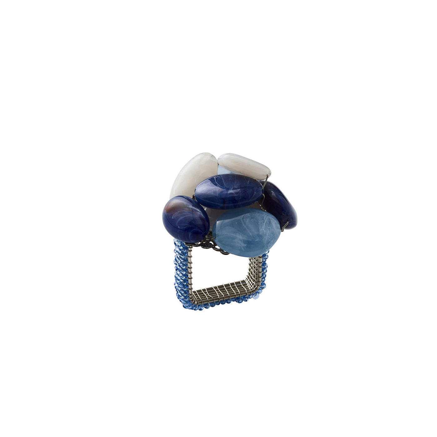Sea Stone Napkin Ring Navy , Kim Seybert, Napkin Rings + Holders- Julia Moss Designs