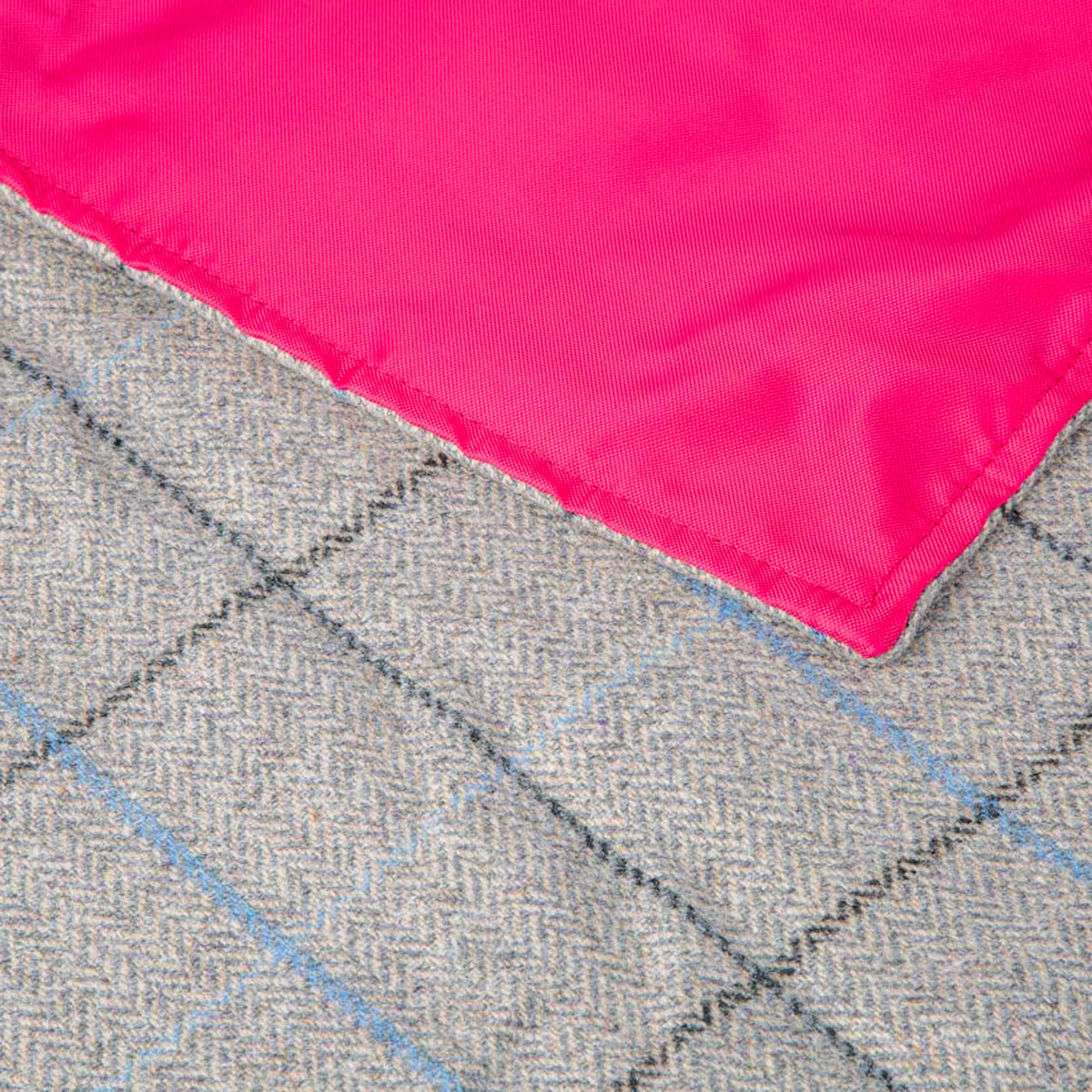 The Little Explorer - Grey & Blue Tweed with Pink Waterproof Backing , Heating & Plumbing London, Blankets + Throws- Julia Moss Designs