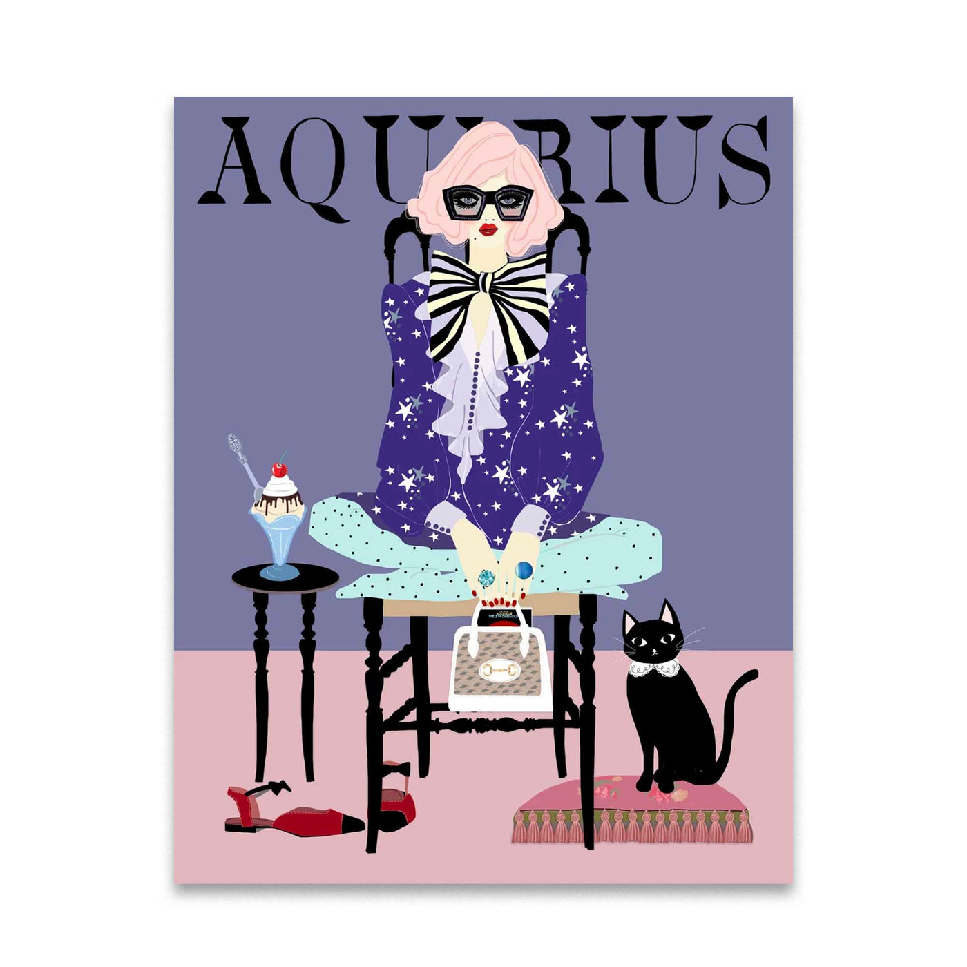 Aquarius Glitter Card , Verrier Handcrafted, Cards- Julia Moss Designs