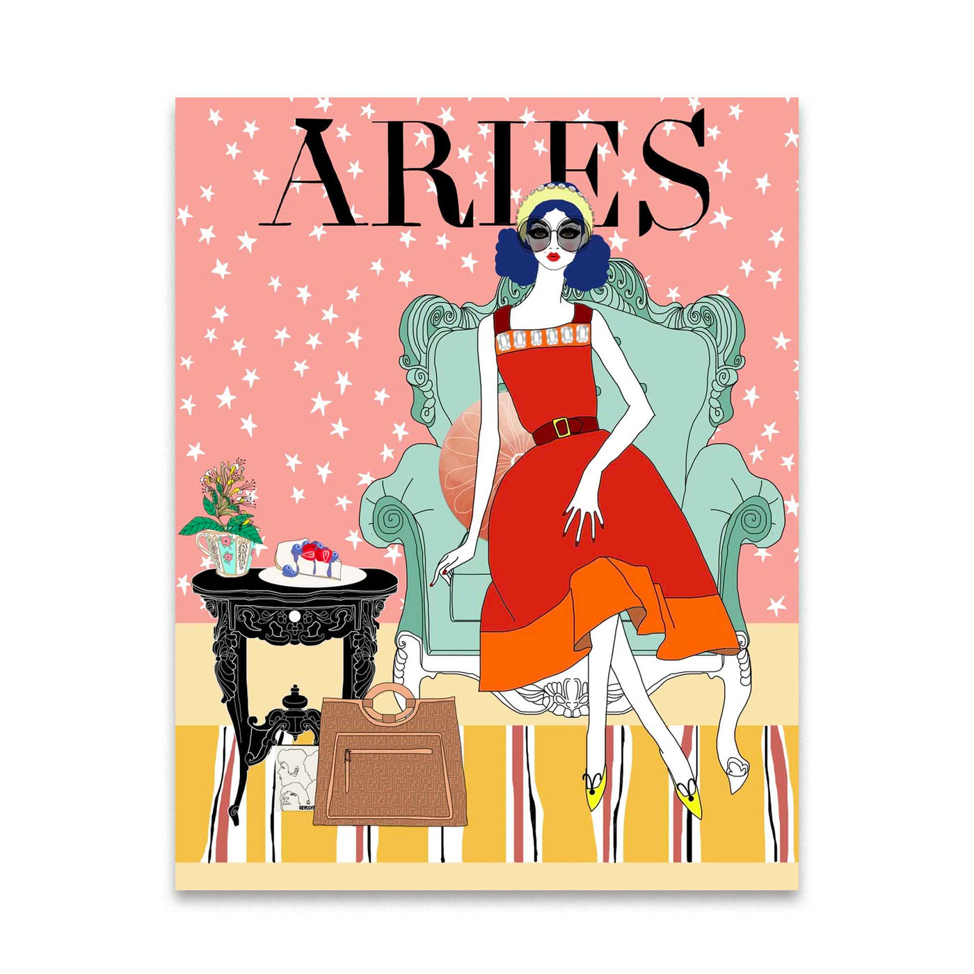 Aries Glitter Card , Verrier Handcrafted, Cards- Julia Moss Designs