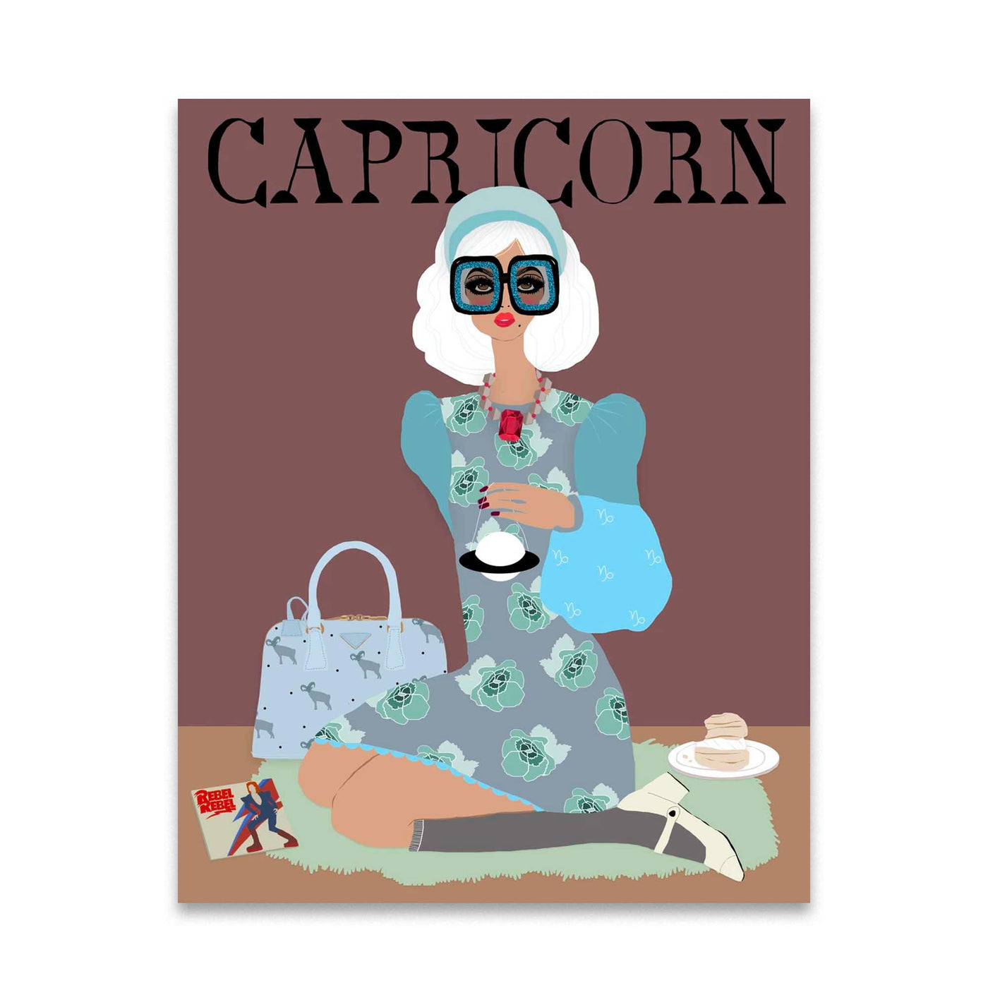 Capricorn Glitter Card , Verrier Handcrafted, Cards- Julia Moss Designs