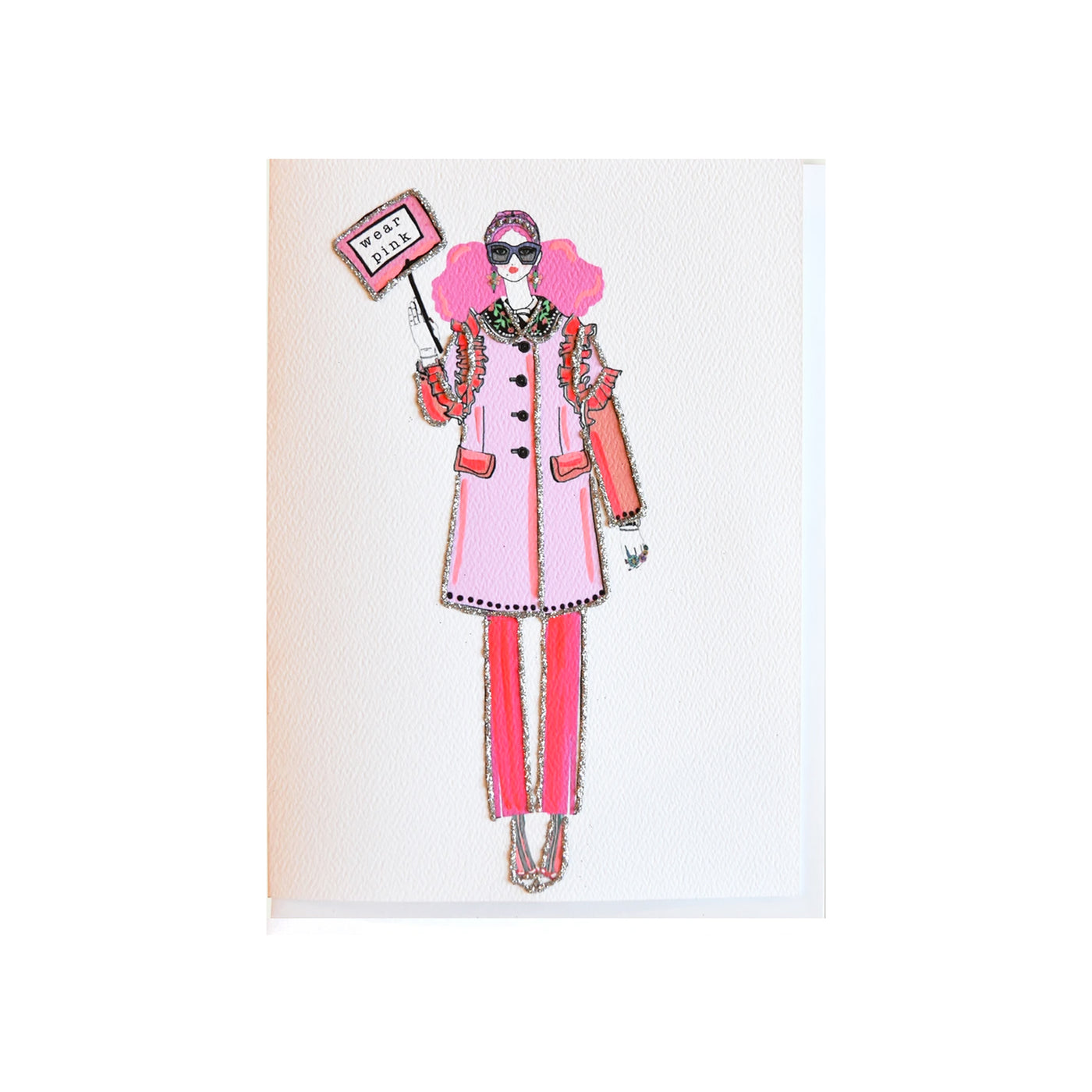Wear Pink Greeting Card , Verrier Handcrafted, Cards- Julia Moss Designs
