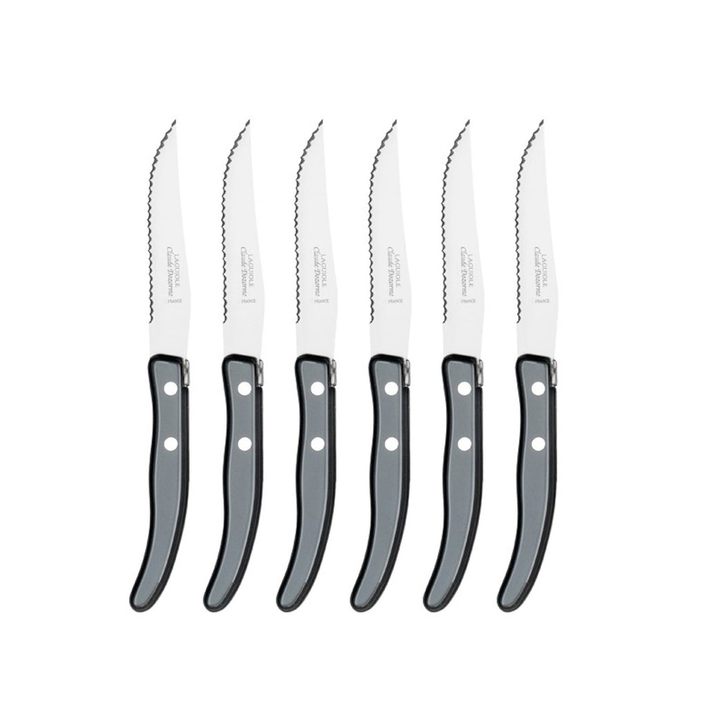 Set of 6 Laguiole Black Marbled Steak Knives - Whisk