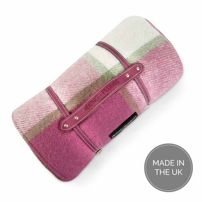 Pink Checks Wool Picnic Blanket by Heating & Plumbing London