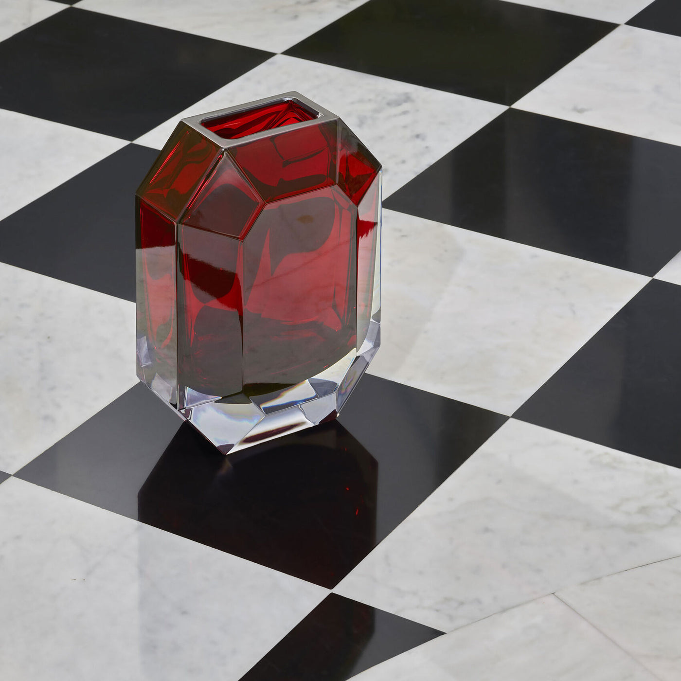 Baccarat Octagone Vase, Red